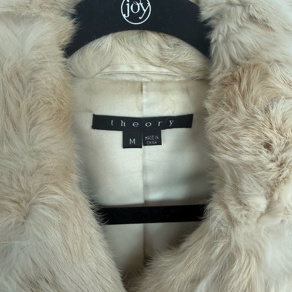 Theory Cream Rabbit Fur Vintage Coat size M - Picture 2 of 5